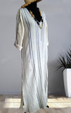 handwoven caftan silk-cotton blue stripes