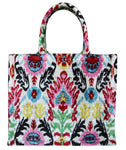 wholesale silk velvet ikat tote bag