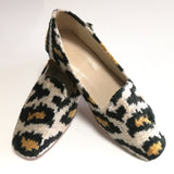 Silk velvet ikat handmade leopar loafer