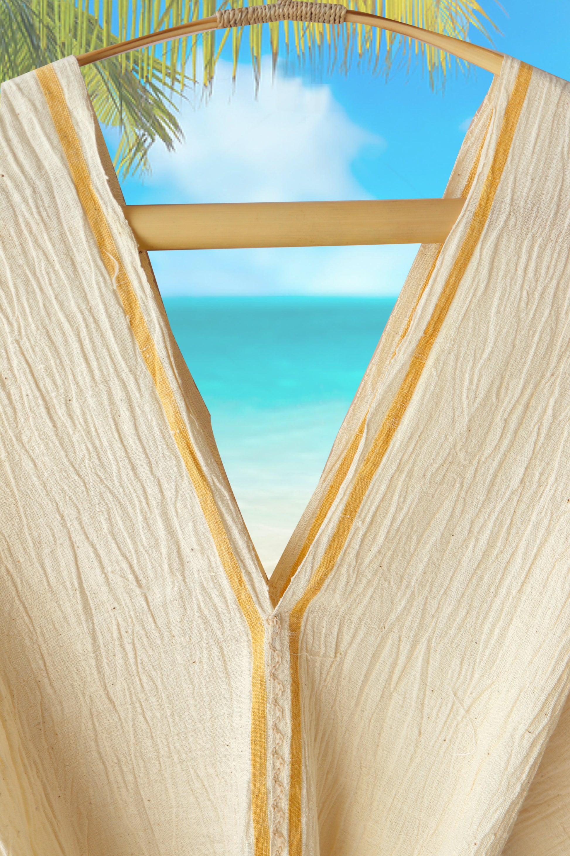 handwoven caftan dress yellow stripes