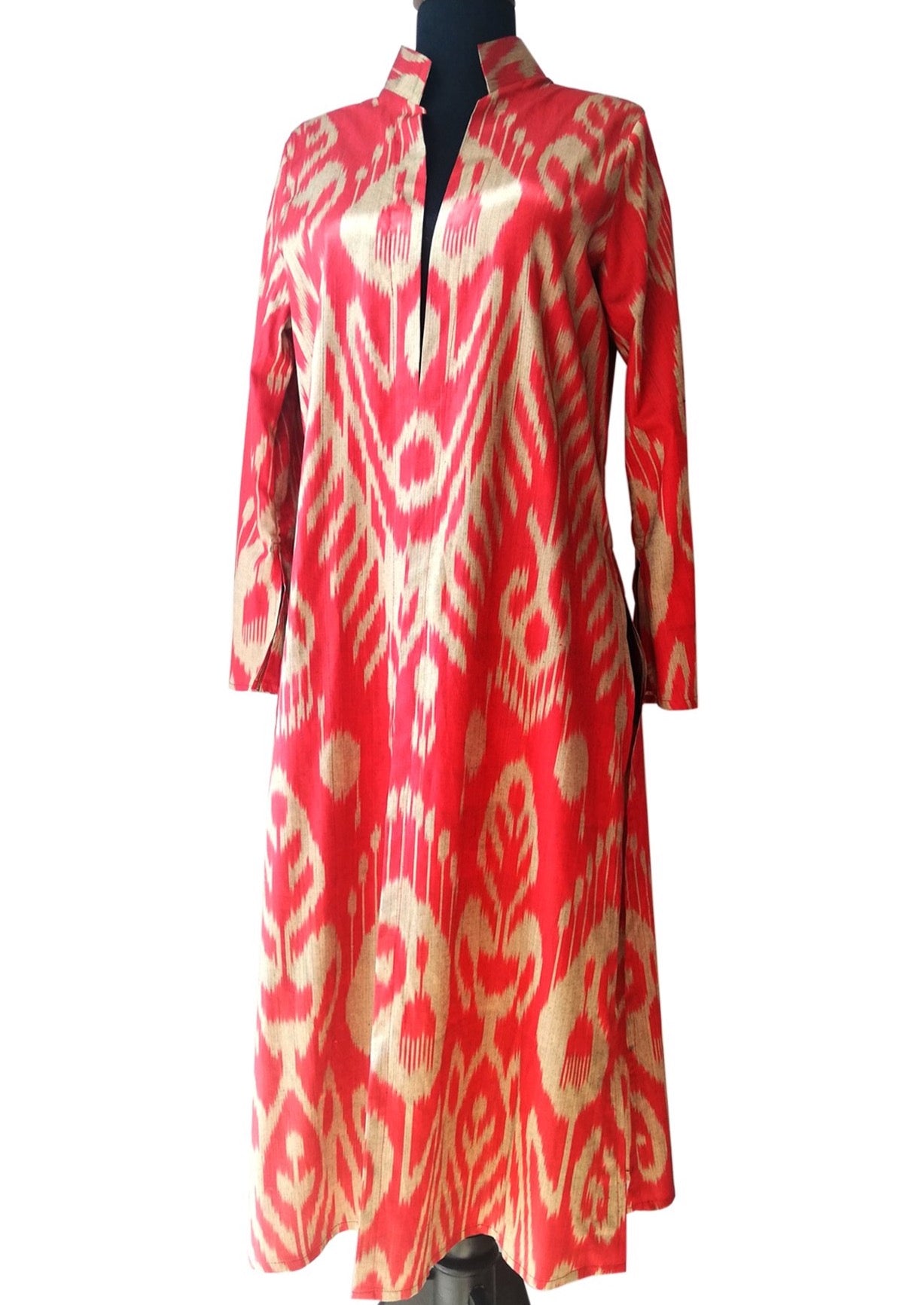 silk ikat caftan (red)