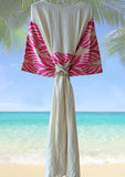 silk ikat winged robe pink