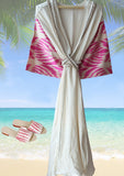 silk ikat winged robe pink