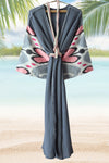 silk ikat winged robe pink-smoky