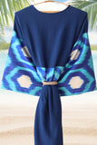 Silk Ikat Muslin Robe Ocean Blue