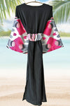 Silk Ikat Muslin Robe Pink Black