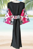 Silk Ikat Muslin Robe Pink Black