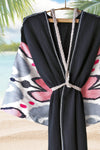 Silk Ikat Muslin Robe Pink Black