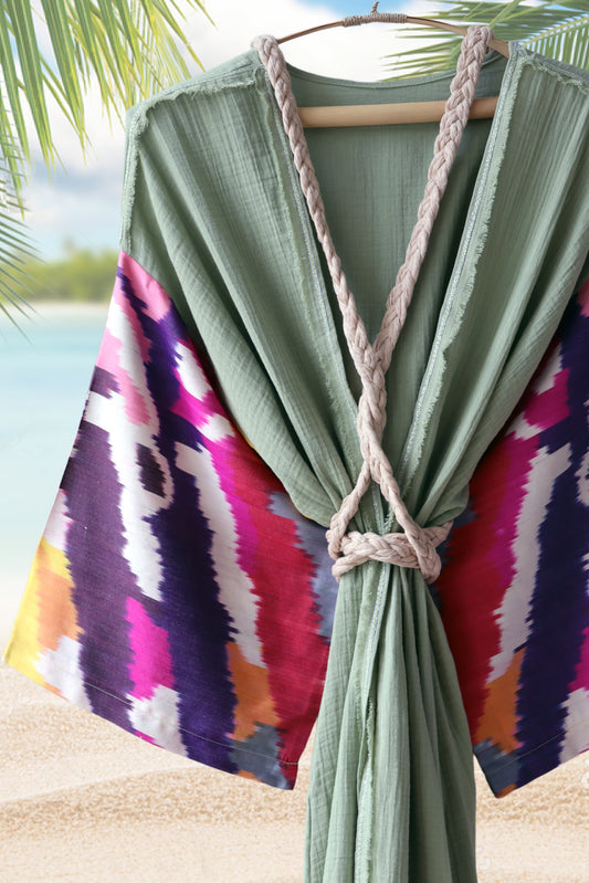 Silk Ikat Muslin Robe Multicolour