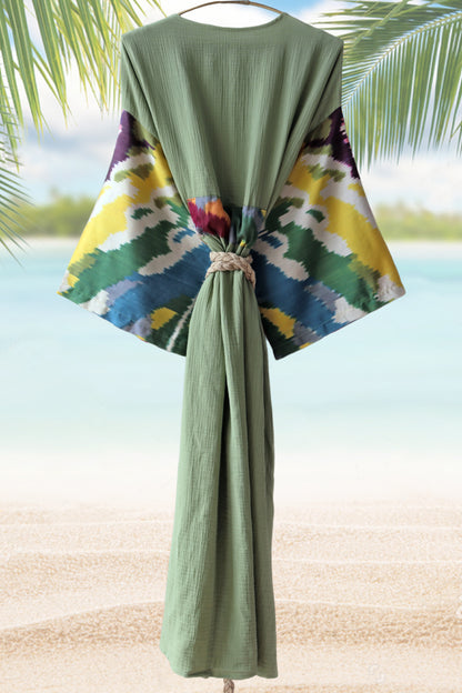 Silk Ikat Muslin Robe Multicolour