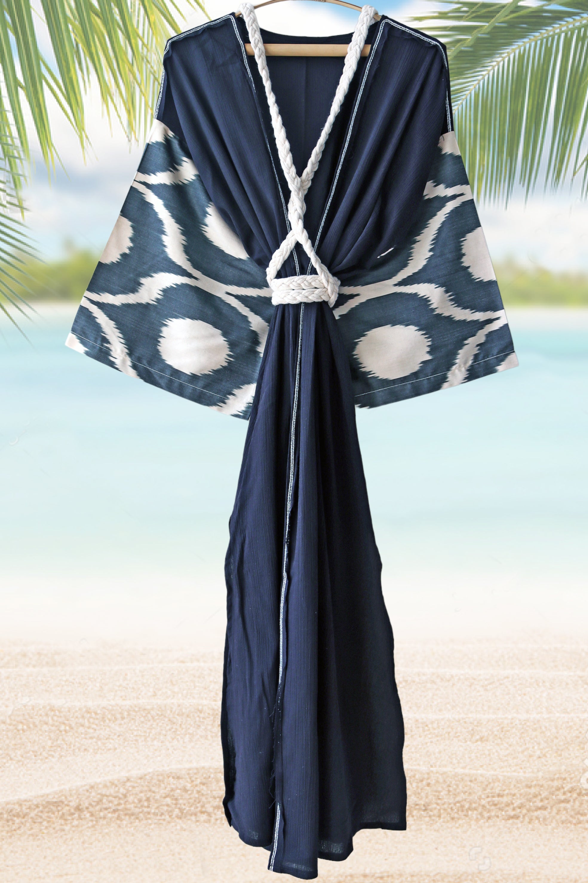 Silk Ikat Muslin Kimono Robe Black – MIASETA