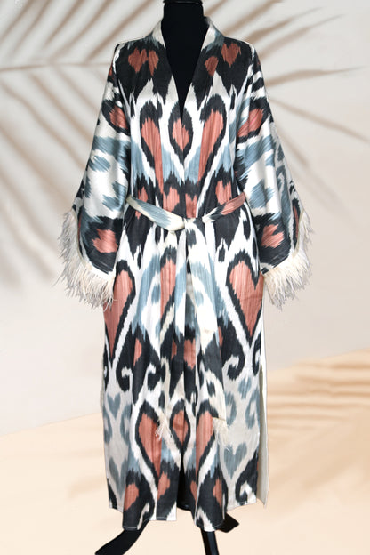 Kimono de seda Ikat de doble cara 001