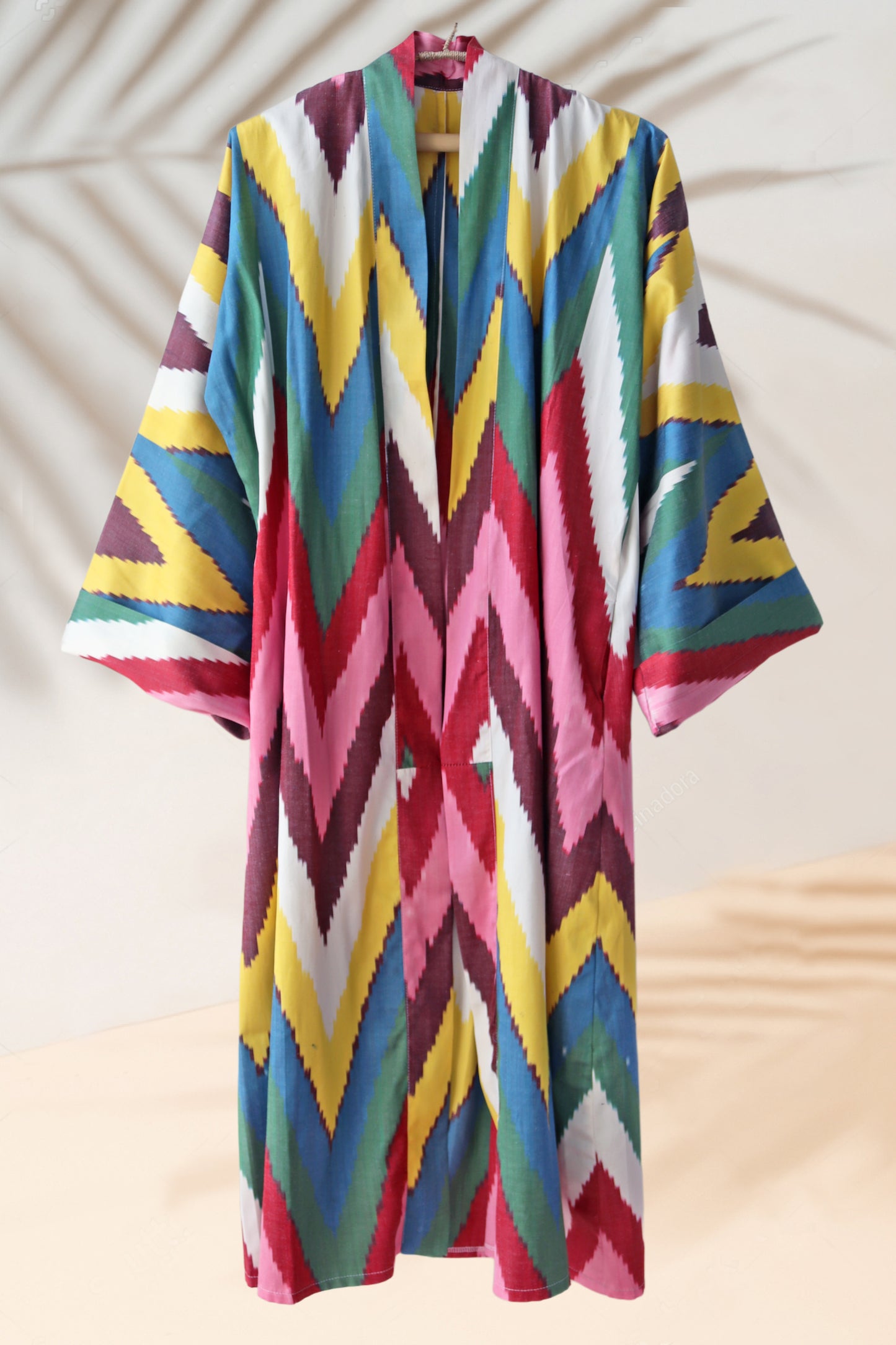 zig zag multicolor ikat kimono caftan