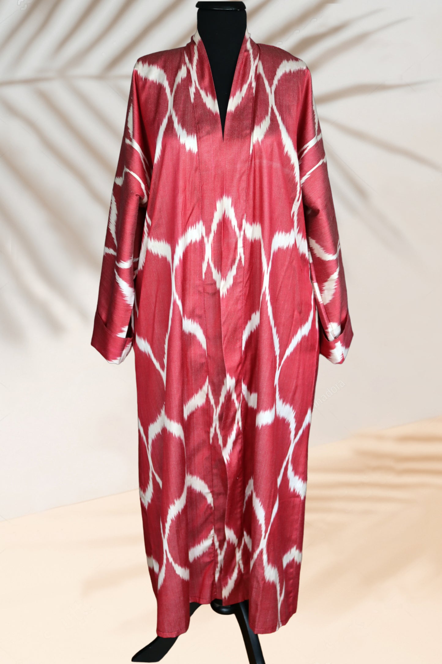 Silk Ikat Kimono Style Red Caftan