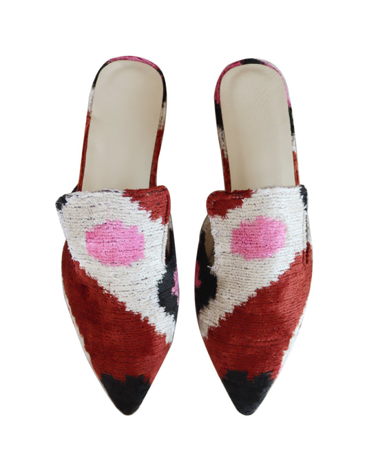 silk velvet ikat slippers 052
