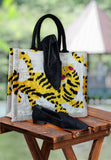 Silk velvet ikat handmade sharp pointed toes black shoes and silk velvet ikat totebag with panther patern