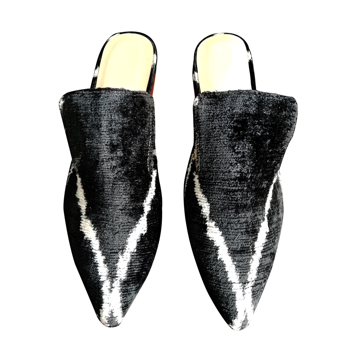 Silk velvet ikat handmade sharp pointed toes slippers