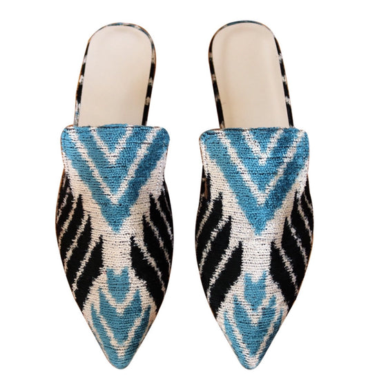 silk velvet ikat slippers 027