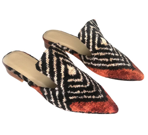 silk velvet ikat slippers 038