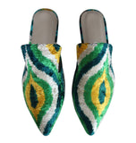 silk velvet ikat slippers 046