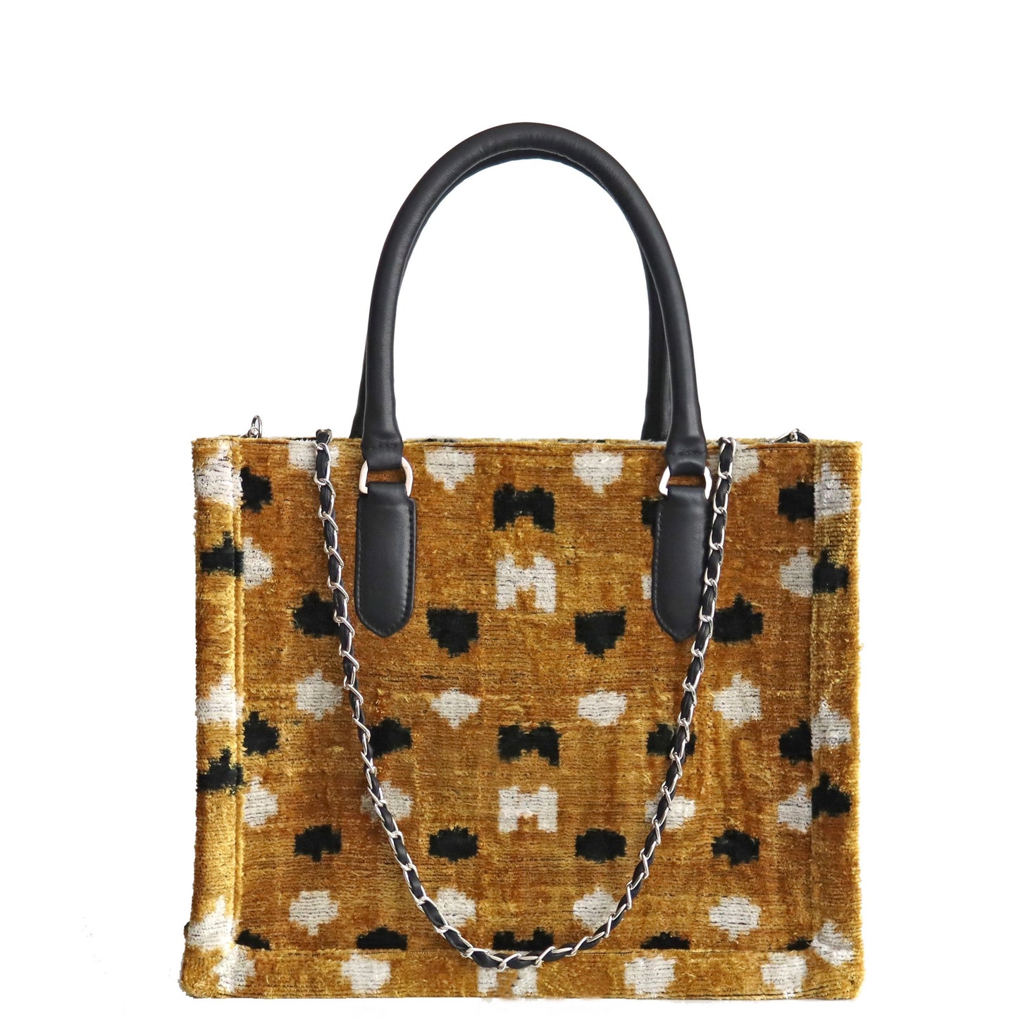 mini tote bag with leather handle and chain&tassel 002