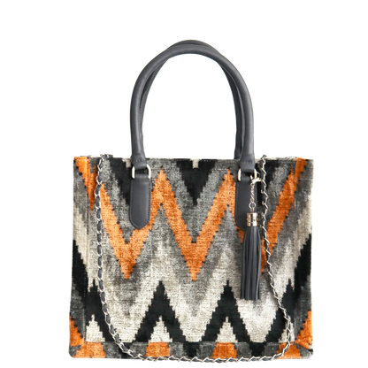 mini tote bag with leather handle and chain&tassel 001