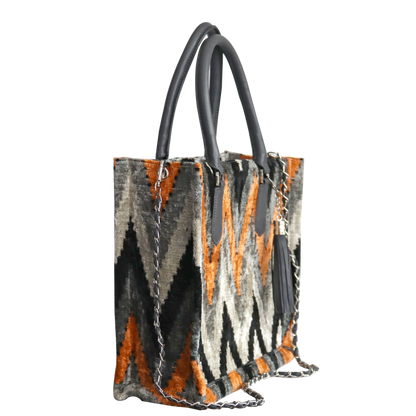 mini tote bag with leather handle and chain&tassel 001