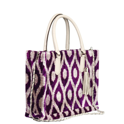 mini tote bag with leather handle and chain&tassel 004