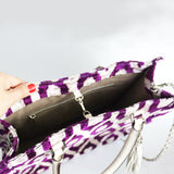 mini tote bag with leather handle and chain&tassel 004