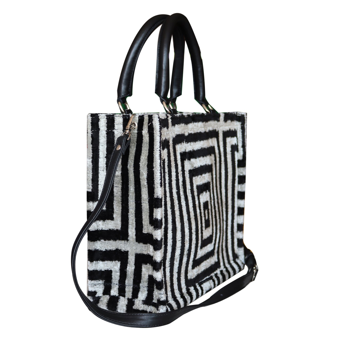 mini tote bag with leather handle and strap 006