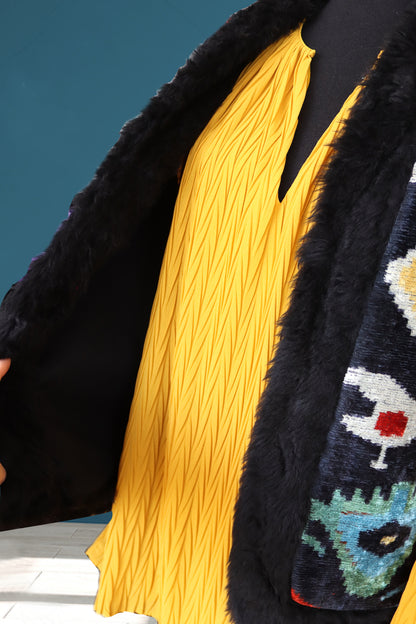 Silk Velvet Ikat Indigo Vest