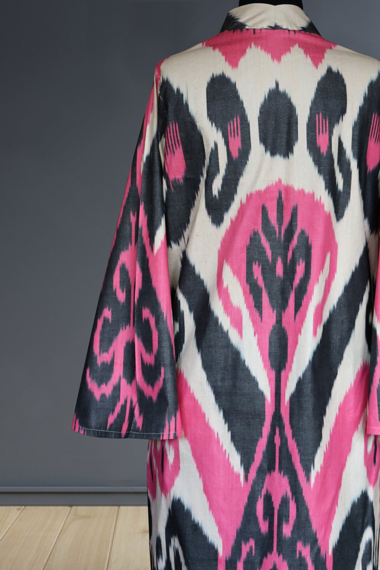 cotton ikat caftan (pink&grey)