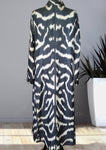 silk ikat caftan black&white