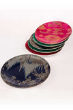 porcelain dessert plates of set with ikat print