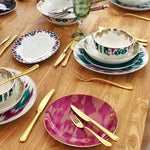 porcelain dessert plates of set with ikat print